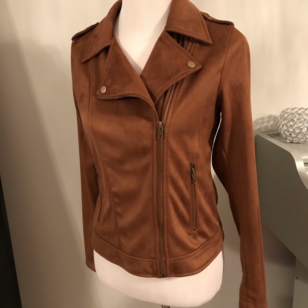 Super soft faux sued moto jacket